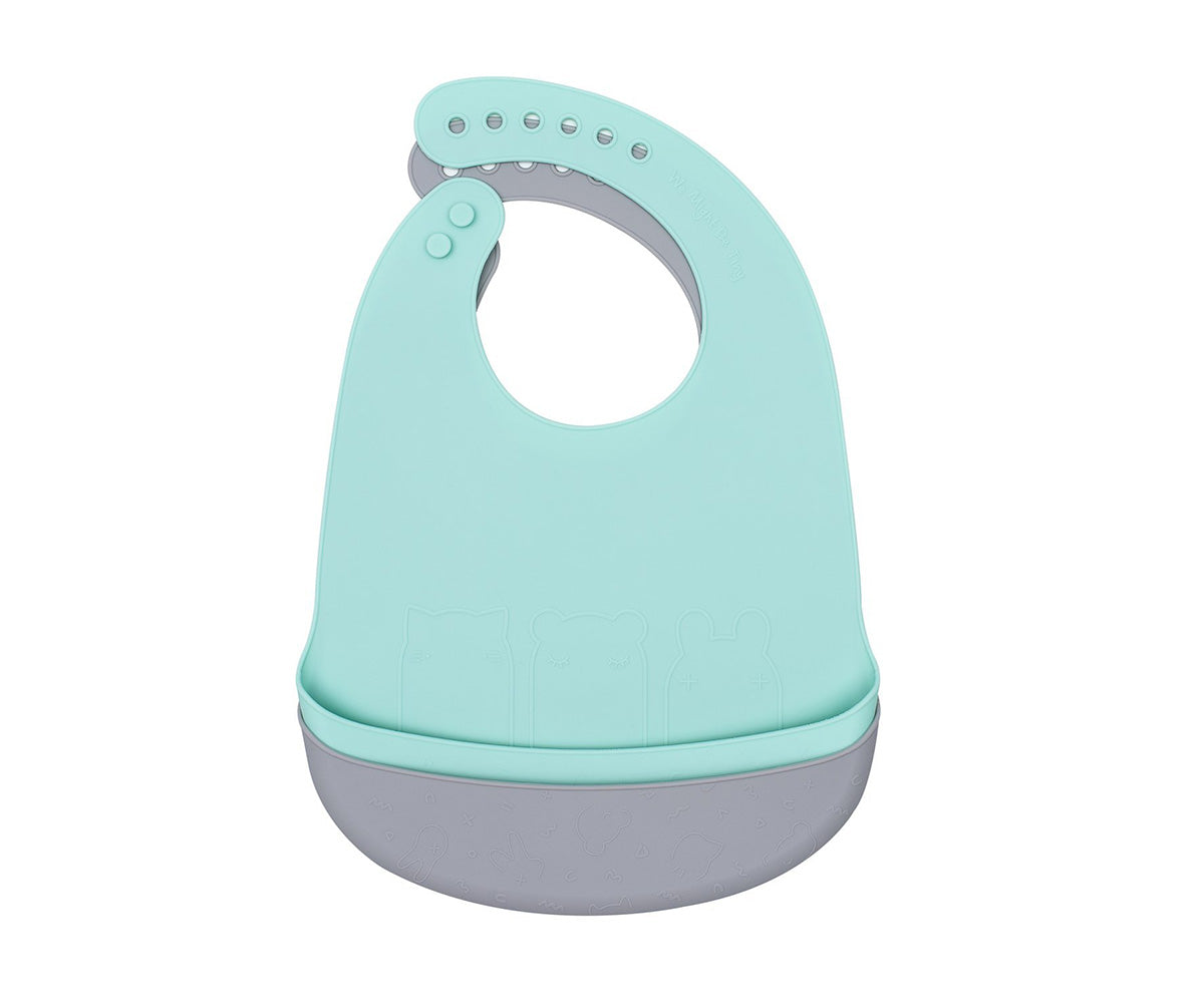 2 Babetes de Silicone Catchie - Menta e Cinza