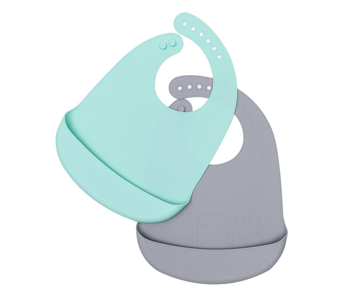 2 Babetes de Silicone Catchie - Menta e Cinza
