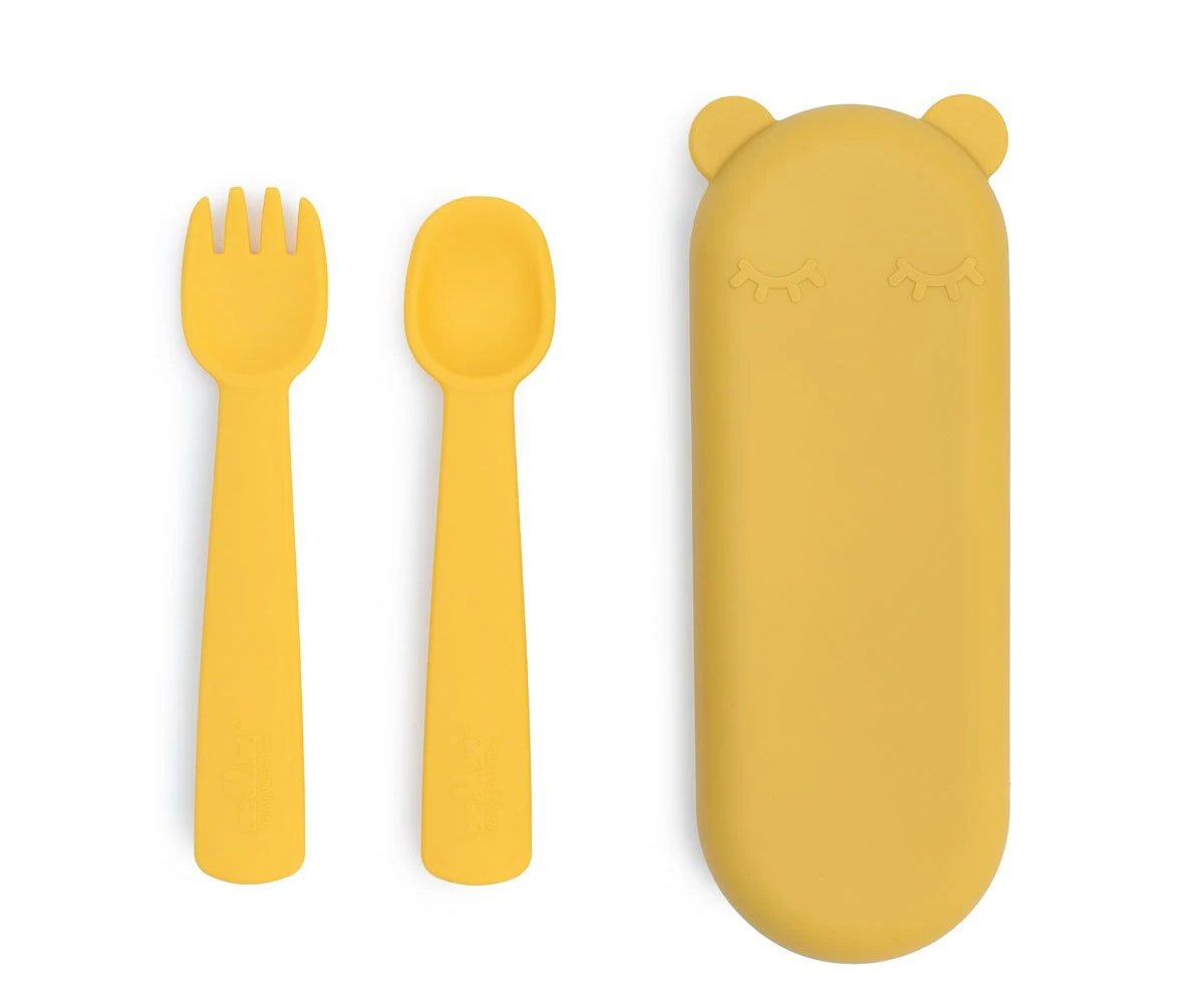 Talheres de Silicone Feedie - Amarelos