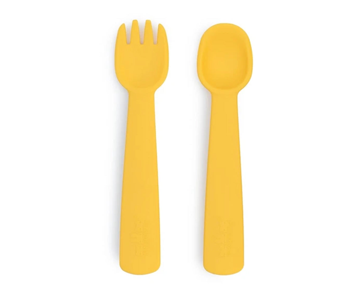 Talheres de Silicone Feedie - Amarelos