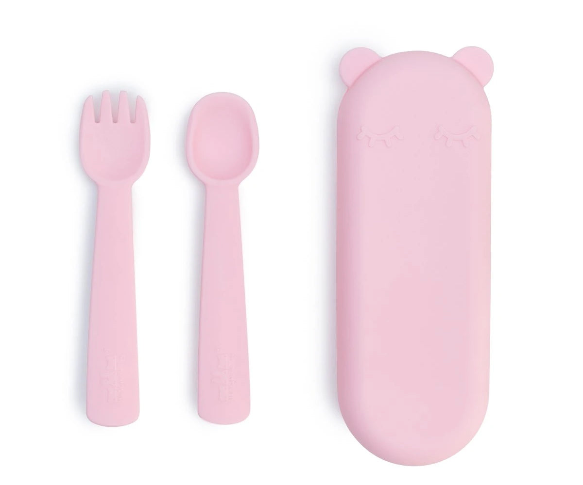 Talheres de Silicone Feedie - Rosa Claro
