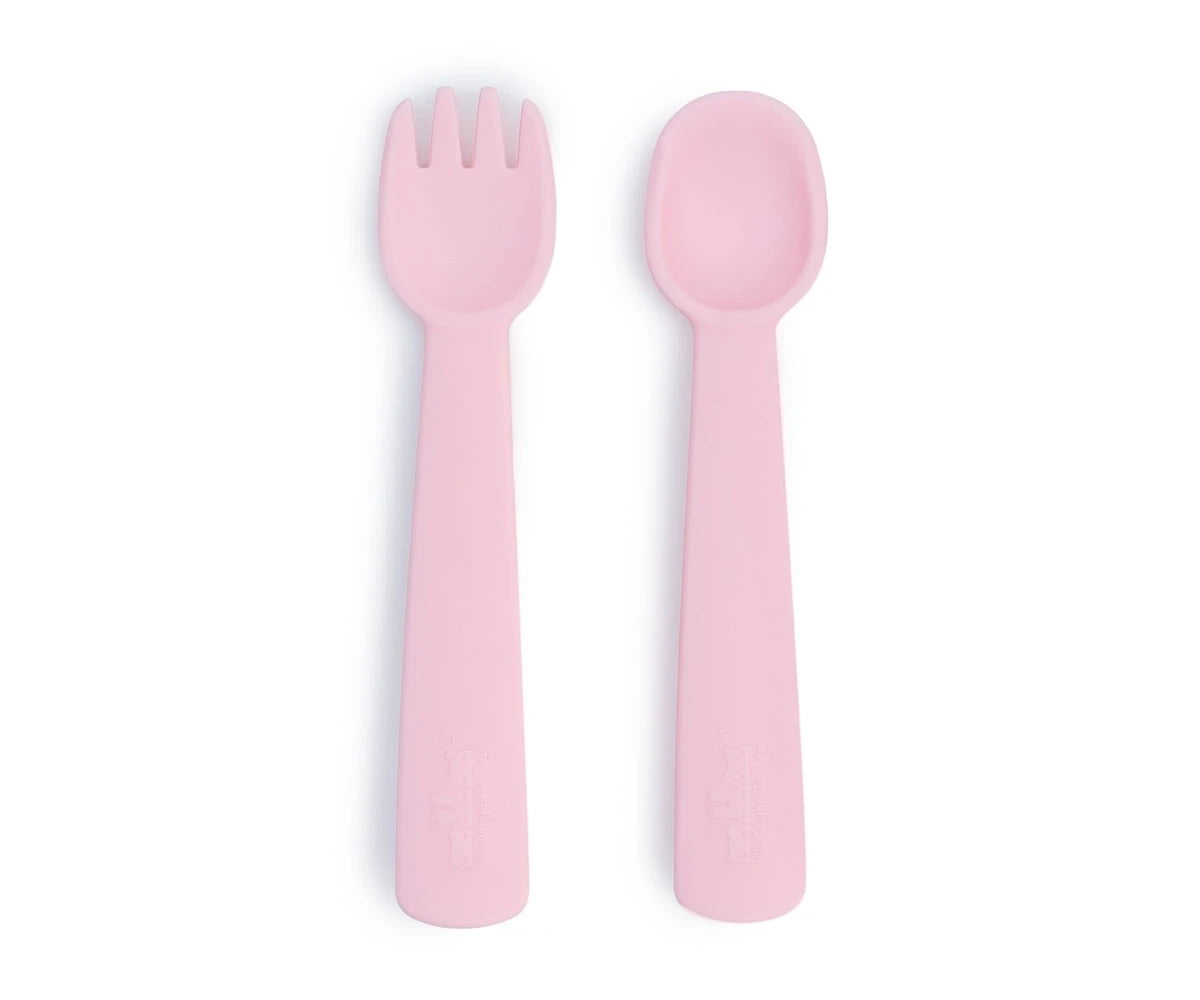 Talheres de Silicone Feedie - Rosa Claro