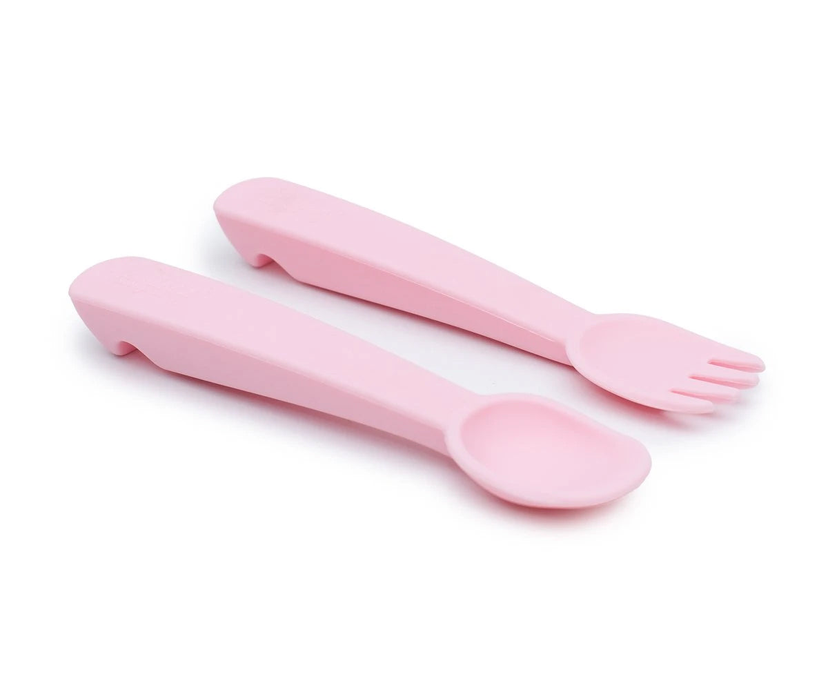 Talheres de Silicone Feedie - Rosa Claro