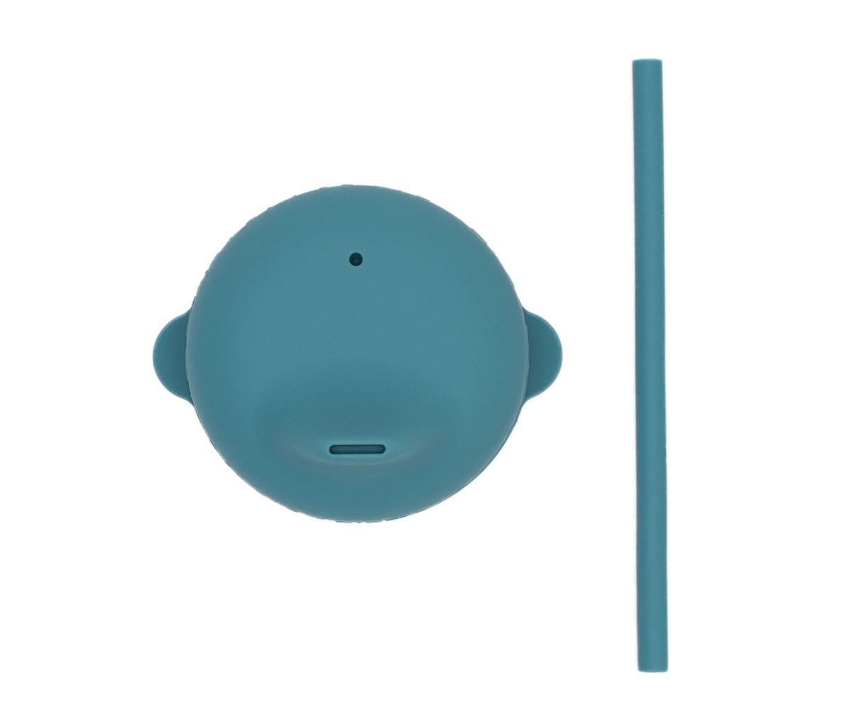 Set Copo de Silicone com Tampa e Palhinha - Azul