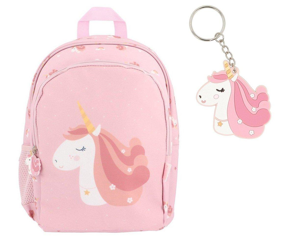 Mochila Escolar Média com Porta-Chaves -Magical Unicorn