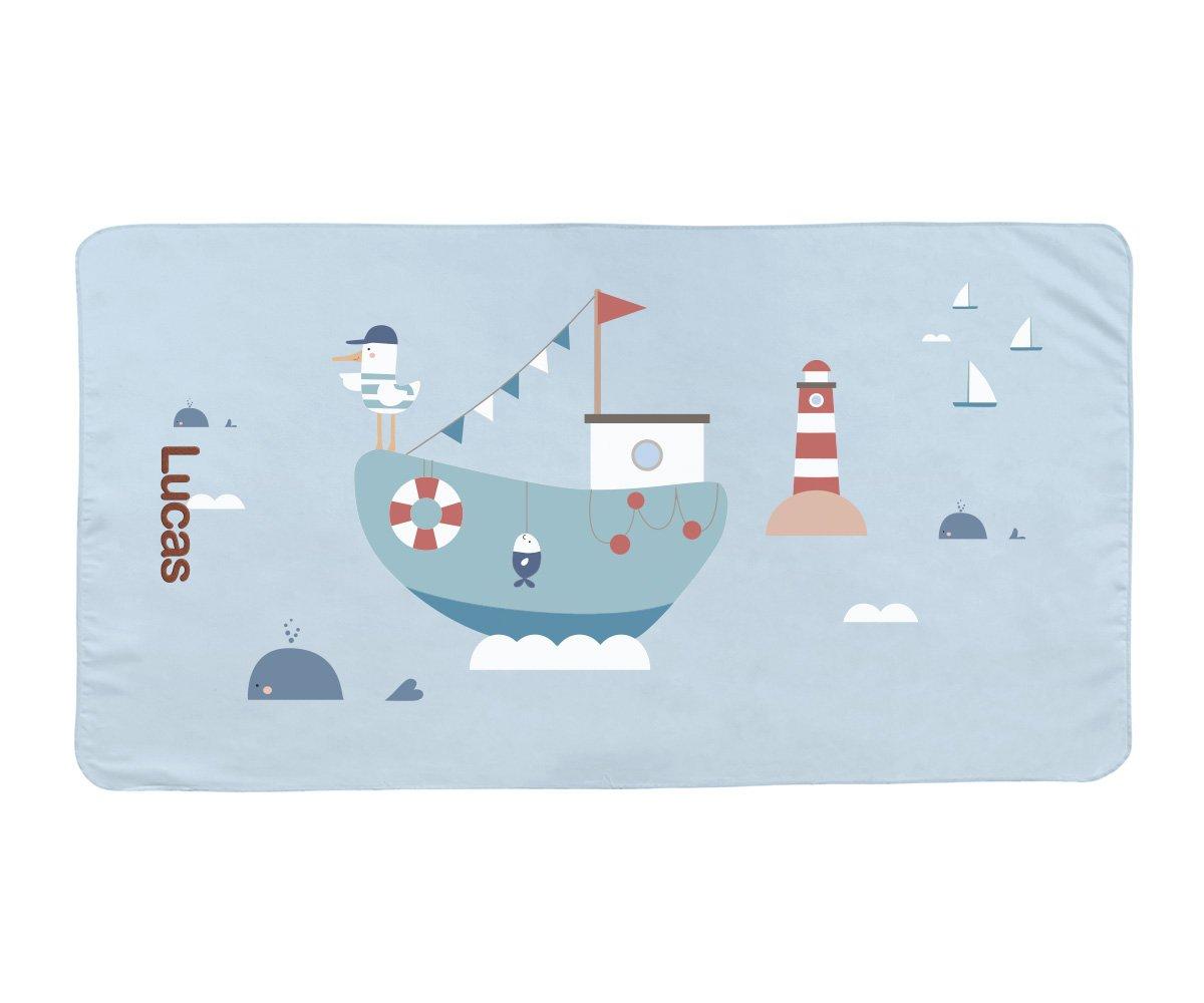 Toalha de Praia de Microfibra Personalizável - Fishing Boat