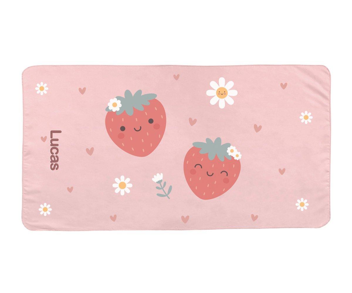 Toalha de Praia de Microfibra Personalizável - Strawberries