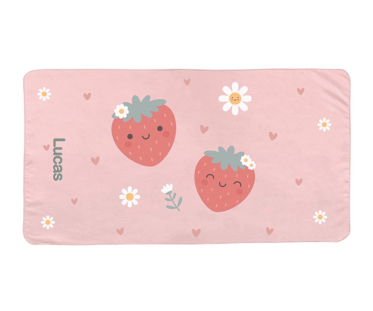Toalha de Praia de Microfibra Personalizável - Strawberries