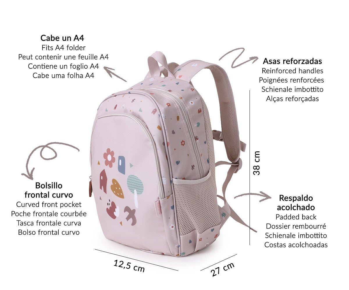 Mochila Escolar Média com Porta-Chaves - Geometric Nature