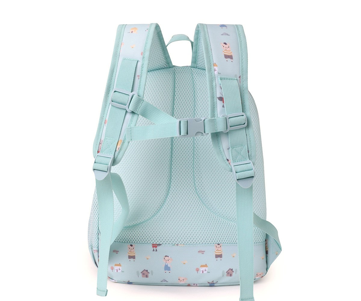 Mochila Escolar Média com Porta-Chaves - The Three Little Pigs