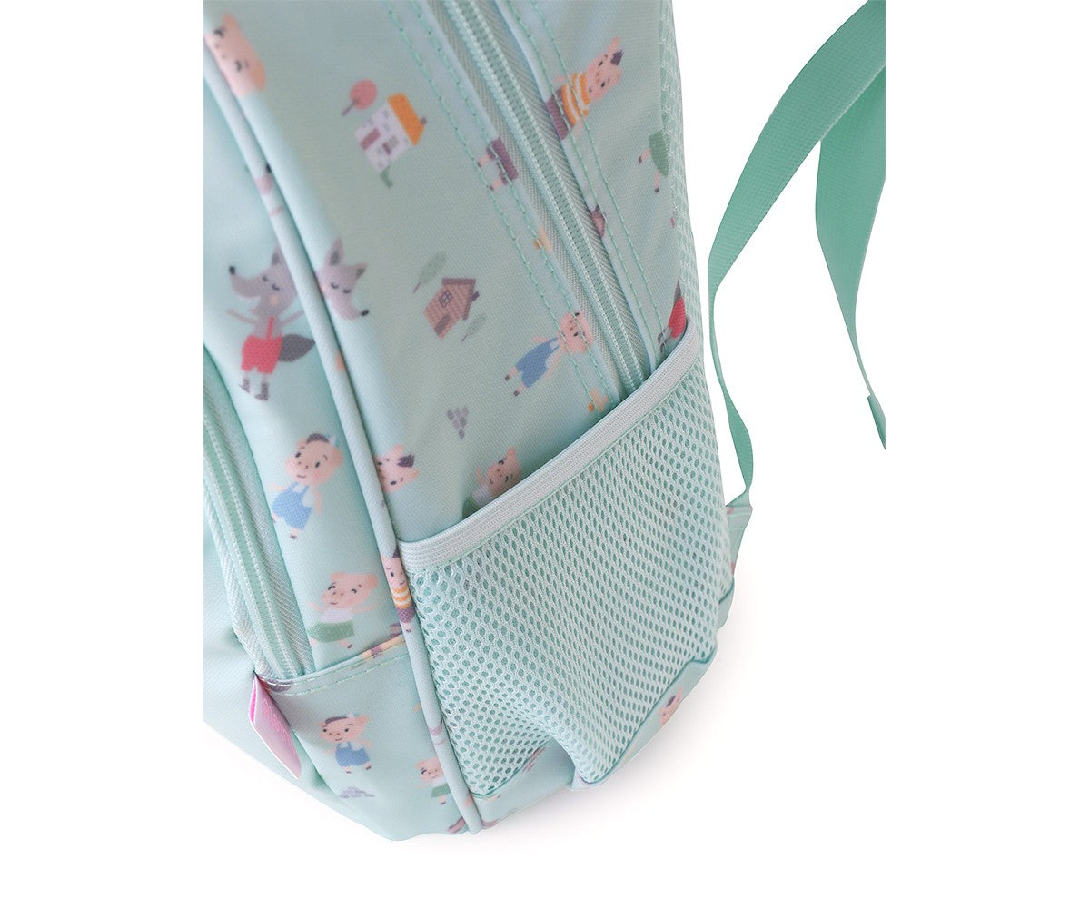 Mochila Escolar Média com Porta-Chaves - The Three Little Pigs