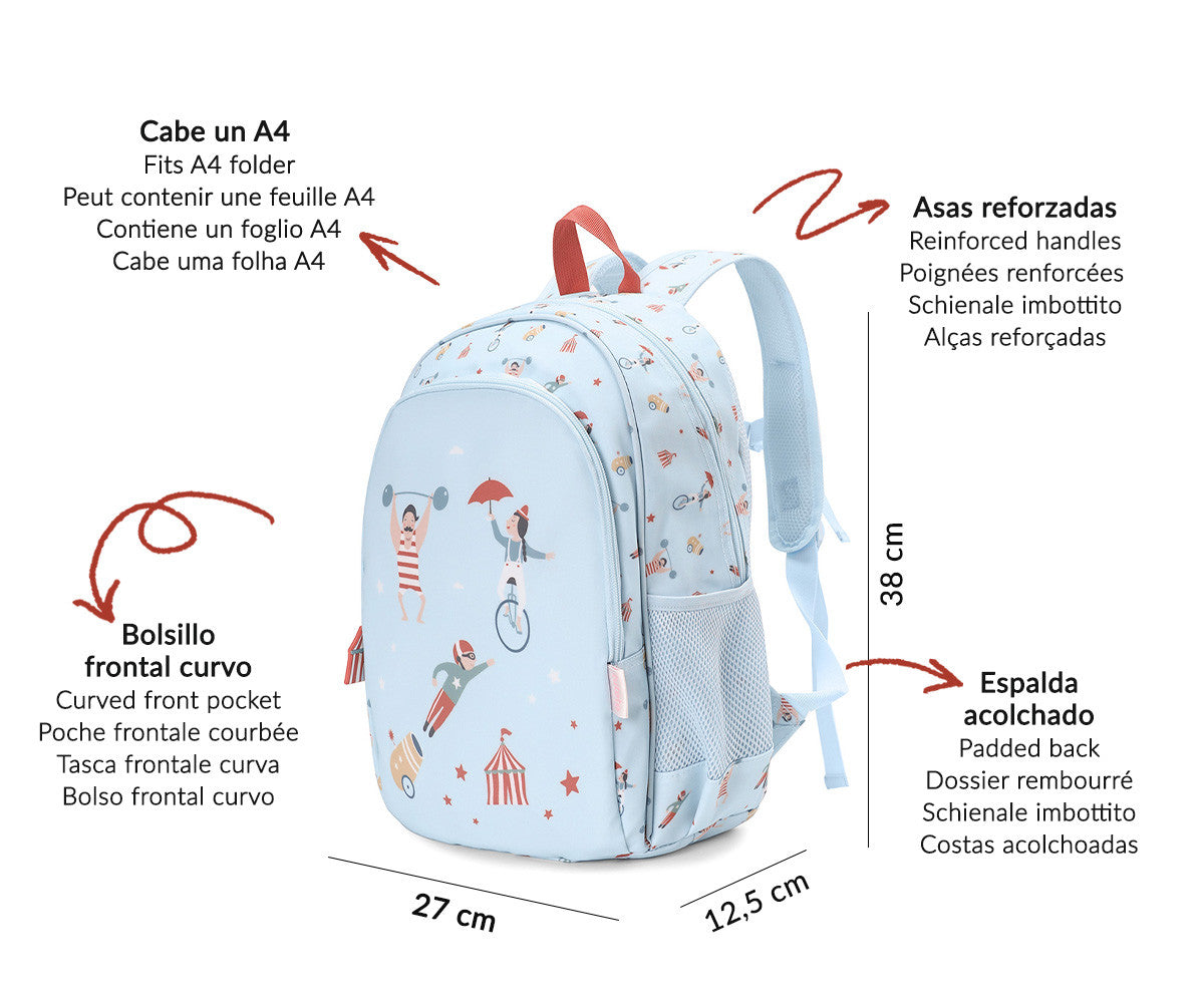 Mochila Escolar Média com Porta-Chaves - Circus Show