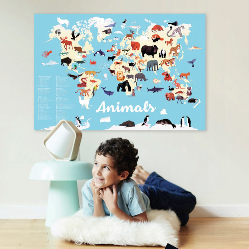 Poster Educacional - 67 Autocolantes de Animais do Mundo