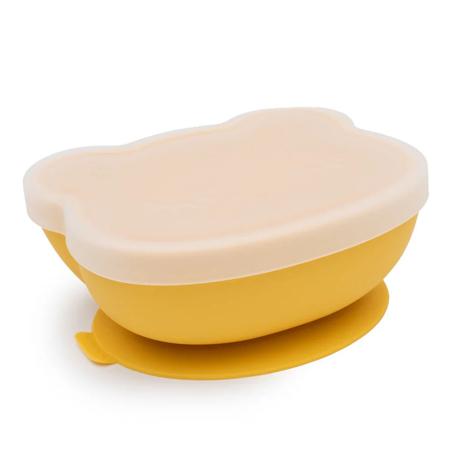 Tigela com Ventosa e Tampa - Urso Amarelo