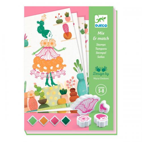 Kit de Carimbos - Meninas Floridas