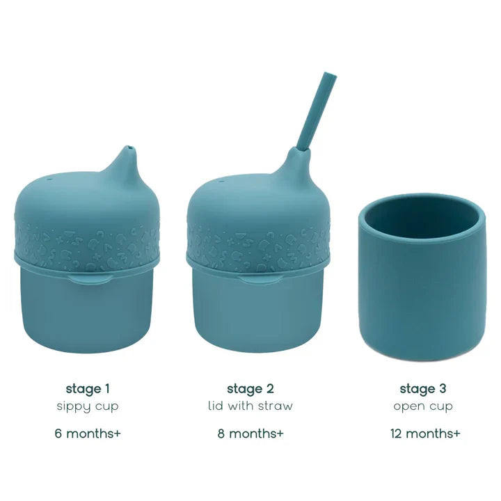 Set Copo de Silicone com Tampa e Palhinha - Azul
