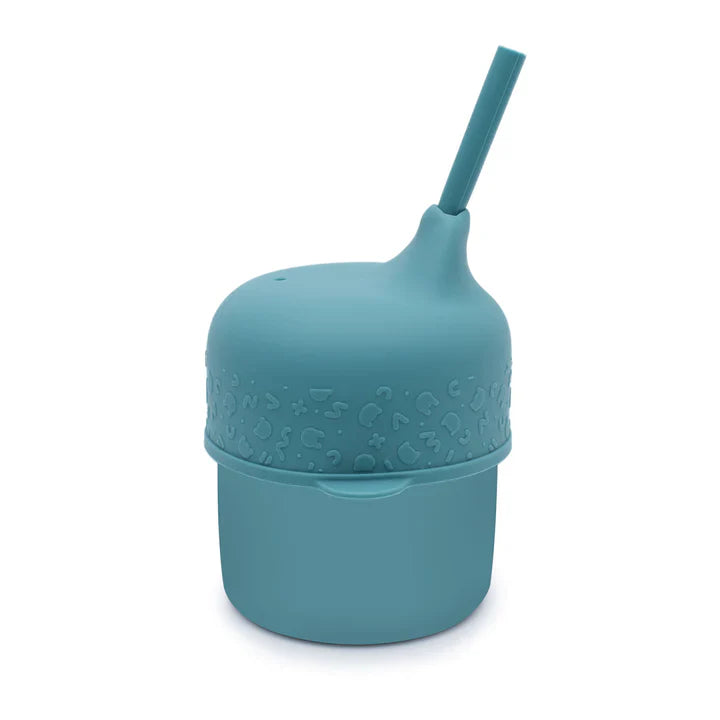 Set Copo de Silicone com Tampa e Palhinha - Azul