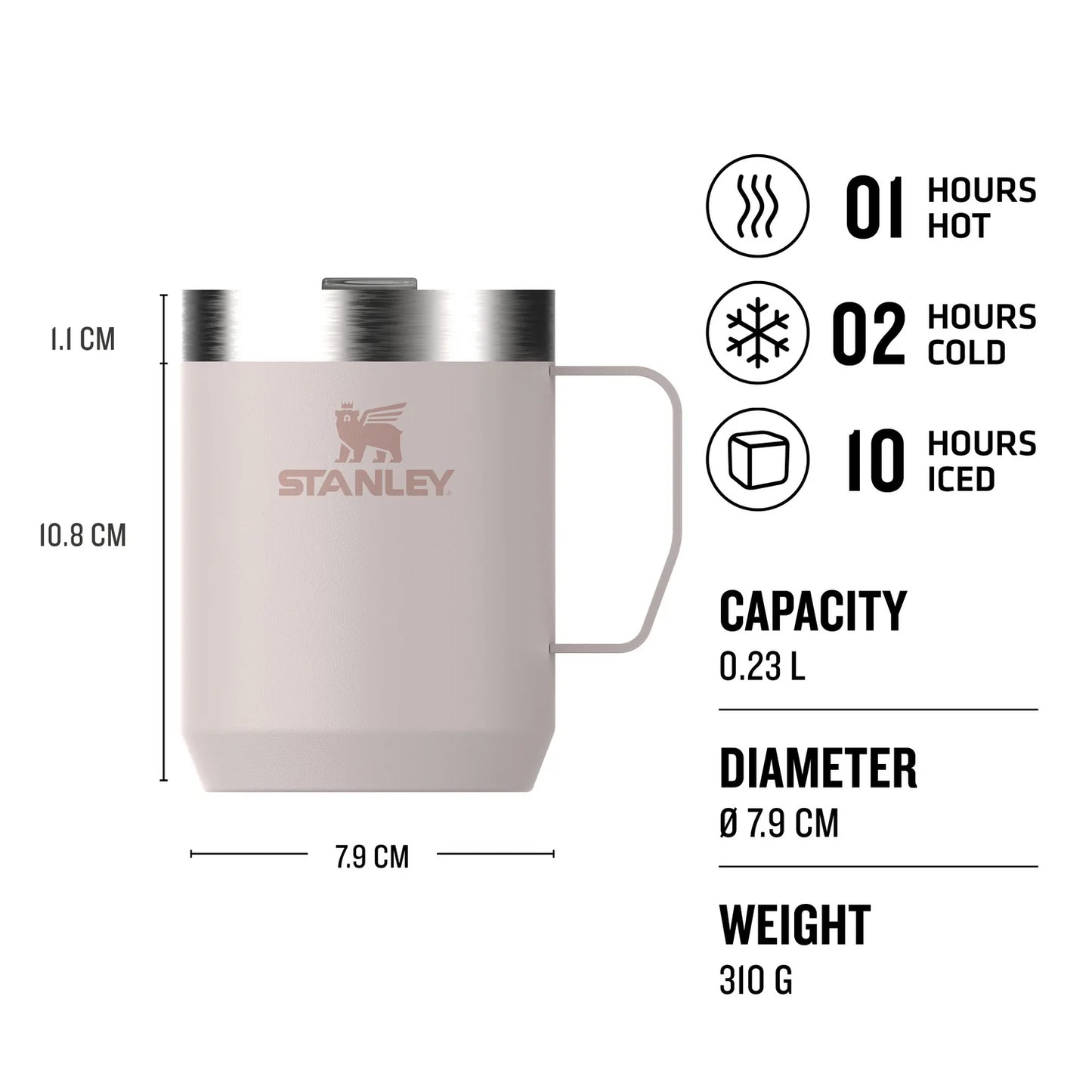 Caneca Legendary Camp Mug Stanley de 0.23L - Rosa Claro