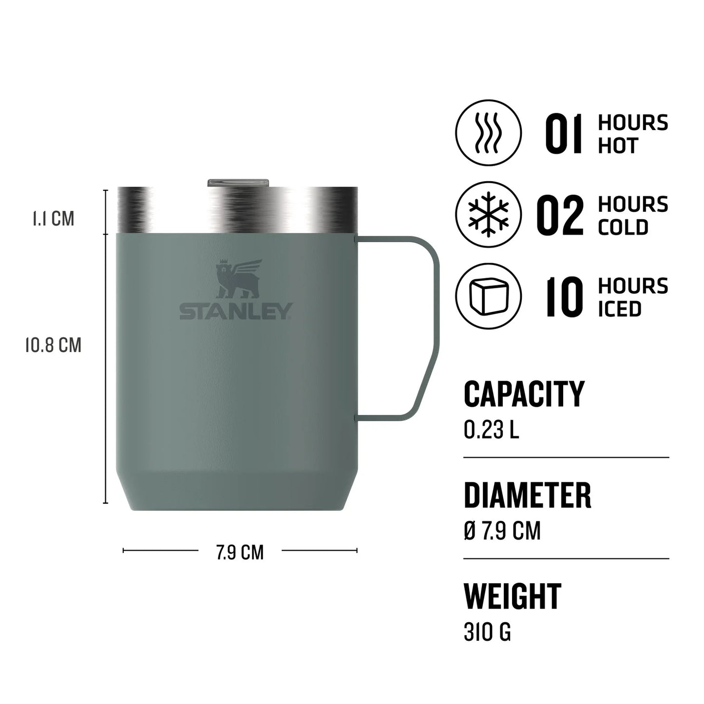 Caneca Legendary Camp Mug Stanley de 0.23L - Verde Garrafa