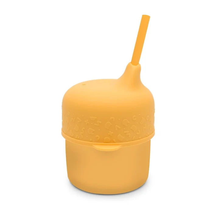 Set Copo de Silicone com Tampa e Palhinha - Mostarda
