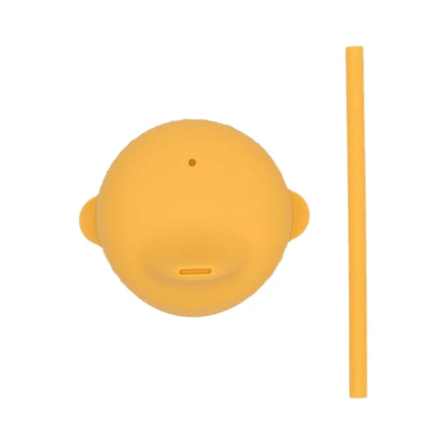 Set Copo de Silicone com Tampa e Palhinha - Mostarda