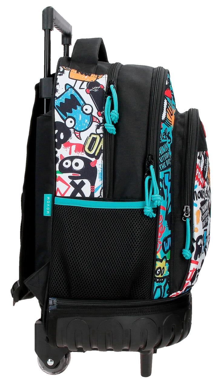 Mochila Compacta de 2 Rodas - Monsters Negro