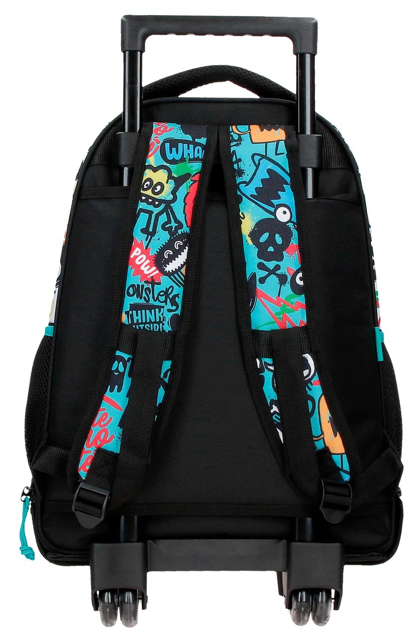 Mochila Compacta de 2 Rodas - Monsters Negro