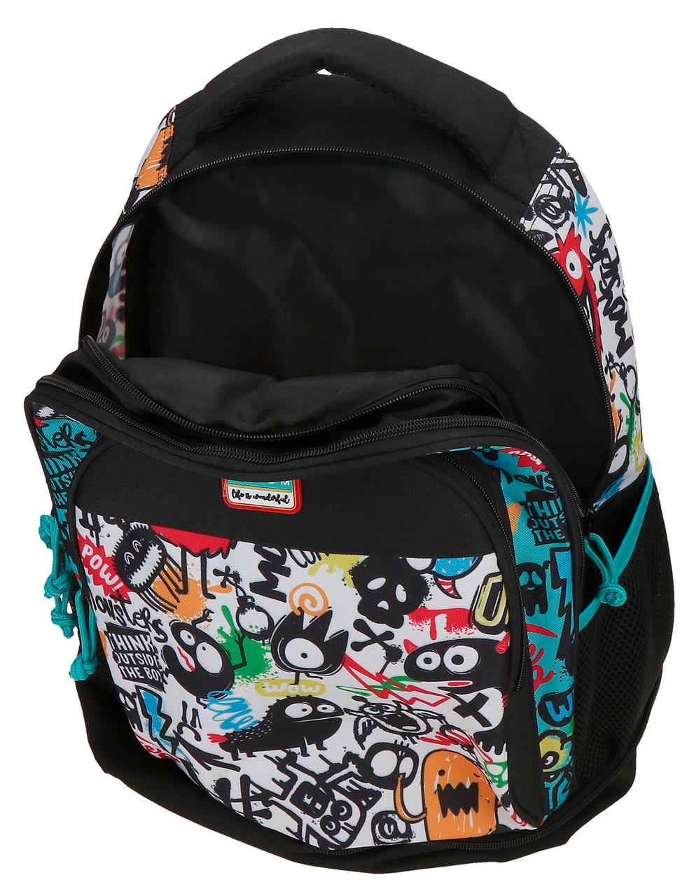 Mochila Compacta de 2 Rodas - Monsters Negro