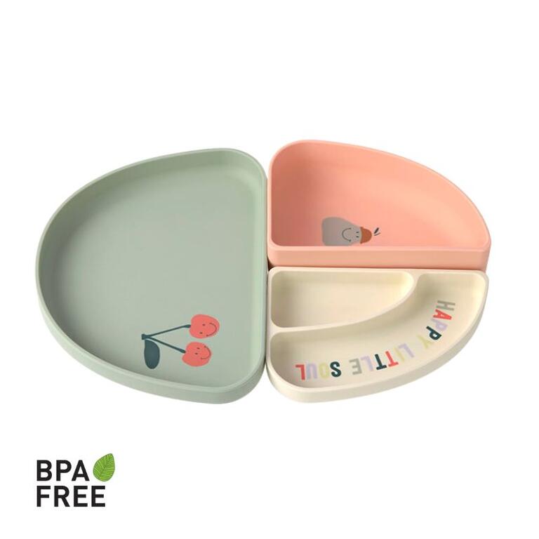 Jogo de Pratos de Silicone  – Arco-íris e Frutas Alegres