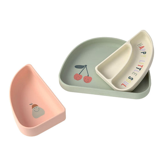 Jogo de Pratos de Silicone  – Arco-íris e Frutas Alegres