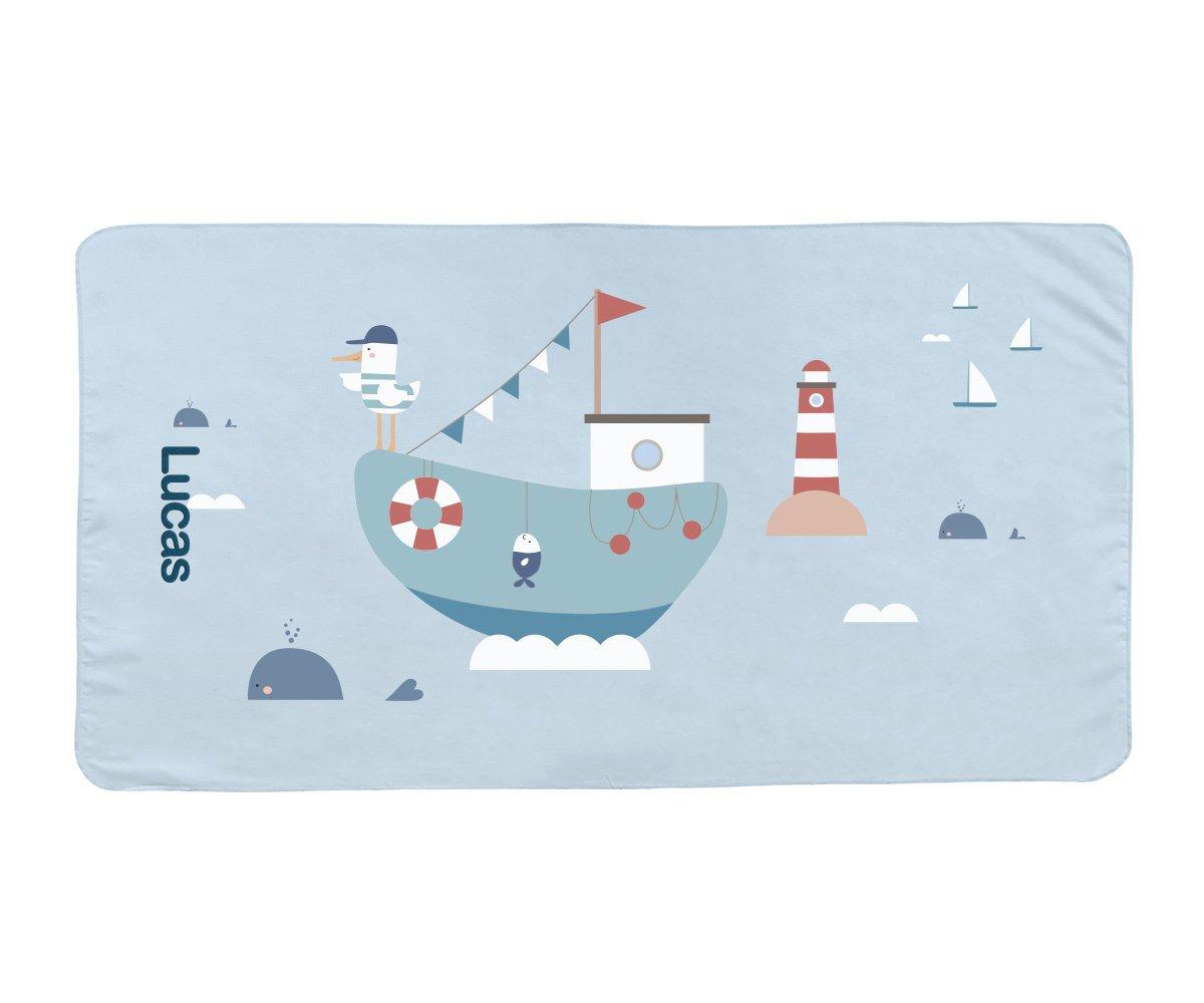 Toalha de Praia de Microfibra Personalizável - Fishing Boat