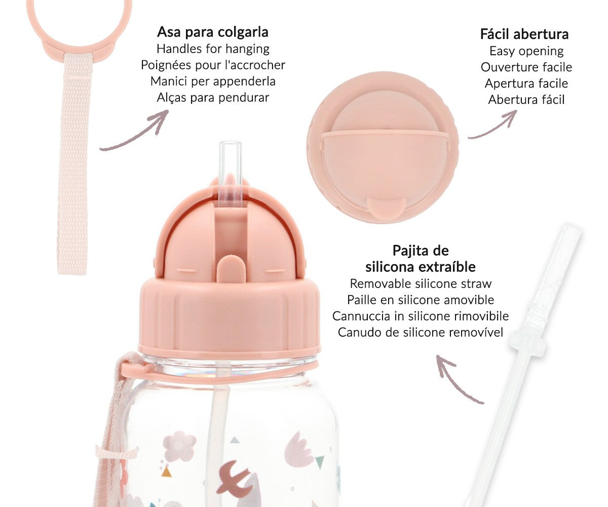 Garrafa de Plástico Infantil Personalizável - Geometric Nature