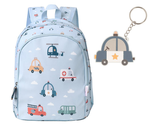 Mochila Escolar Média com Porta-Chaves - City Cars