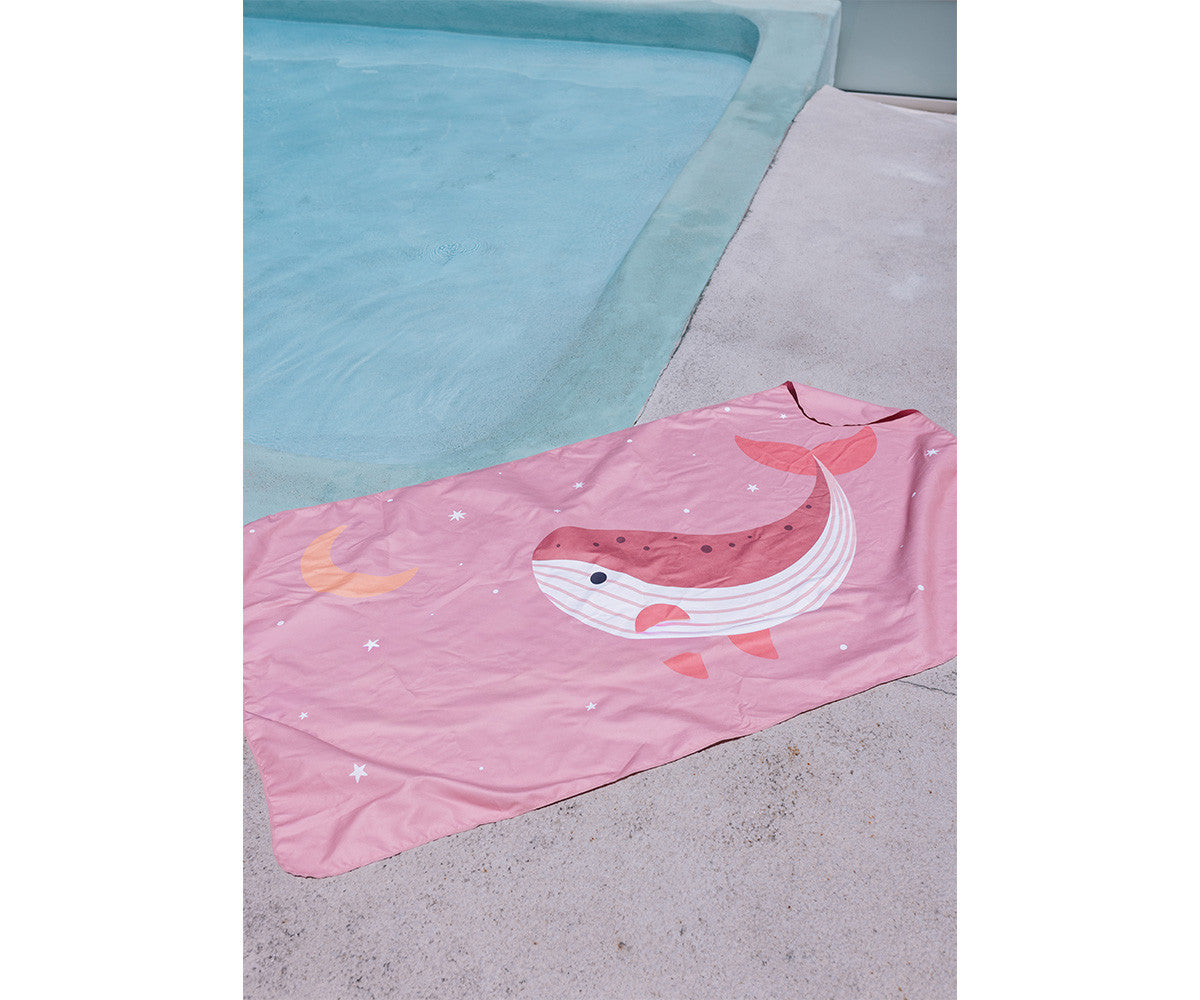 Toalha de Praia de Microfibra - Whale Pink