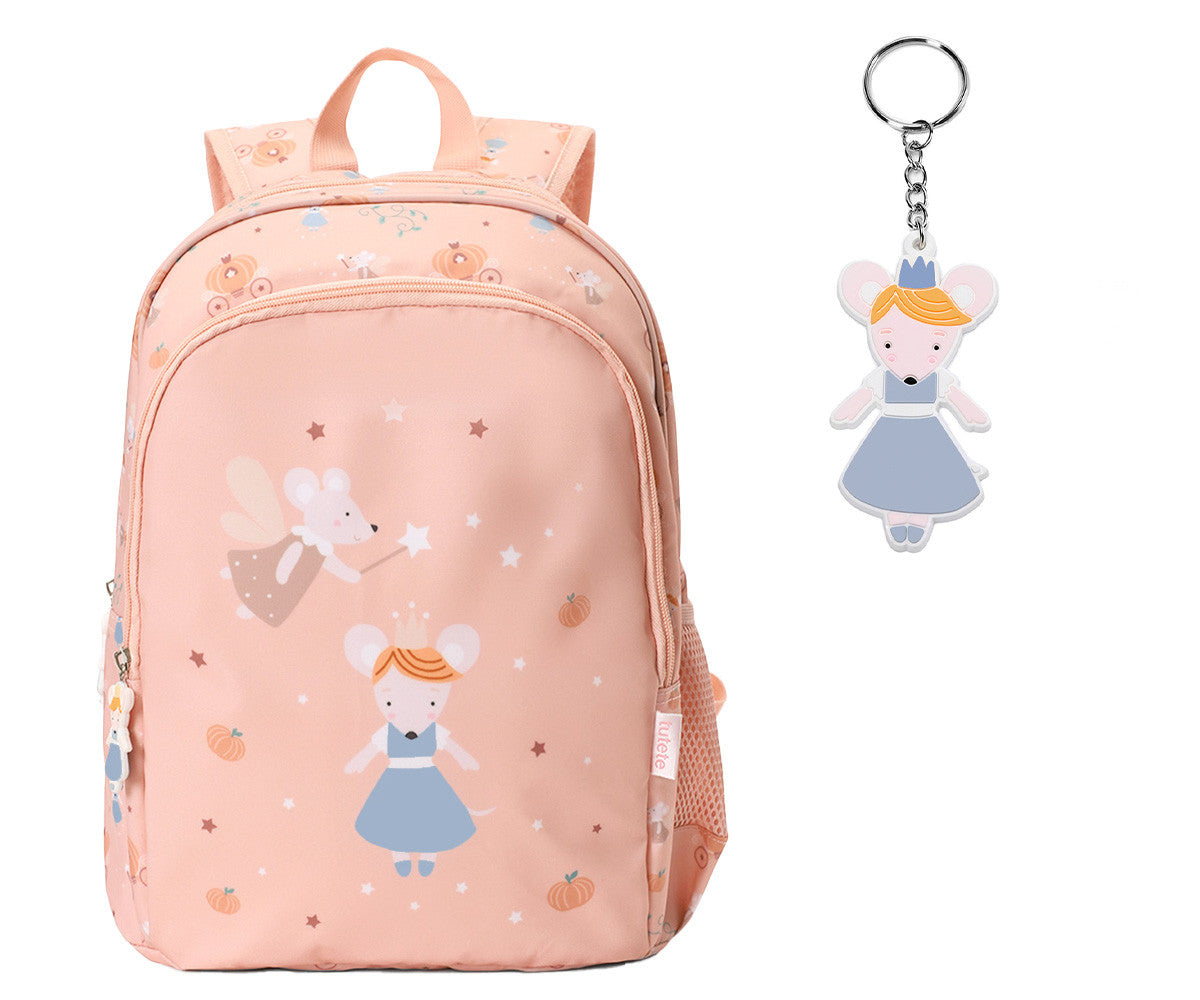 Mochila Escolar Média com Porta-Chaves - Mouse Fairies