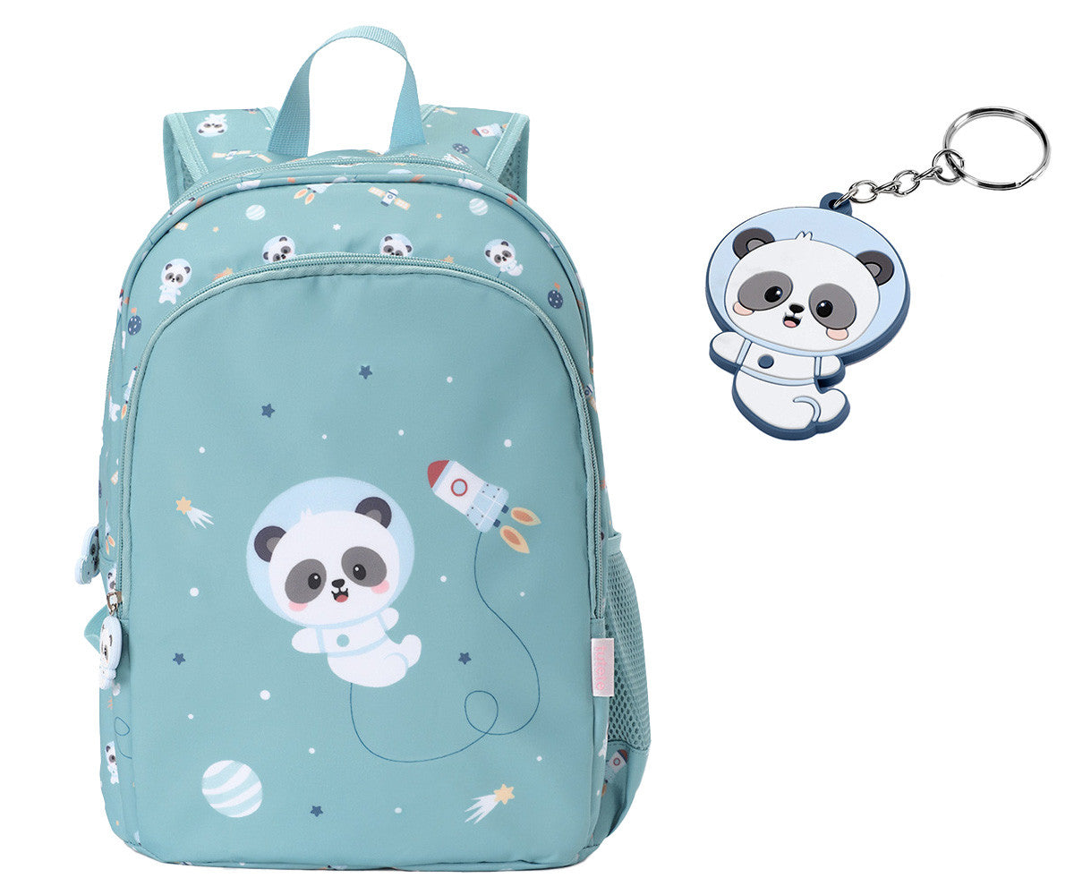 Mochila Escolar Média com Porta-Chaves - Pandas In Space