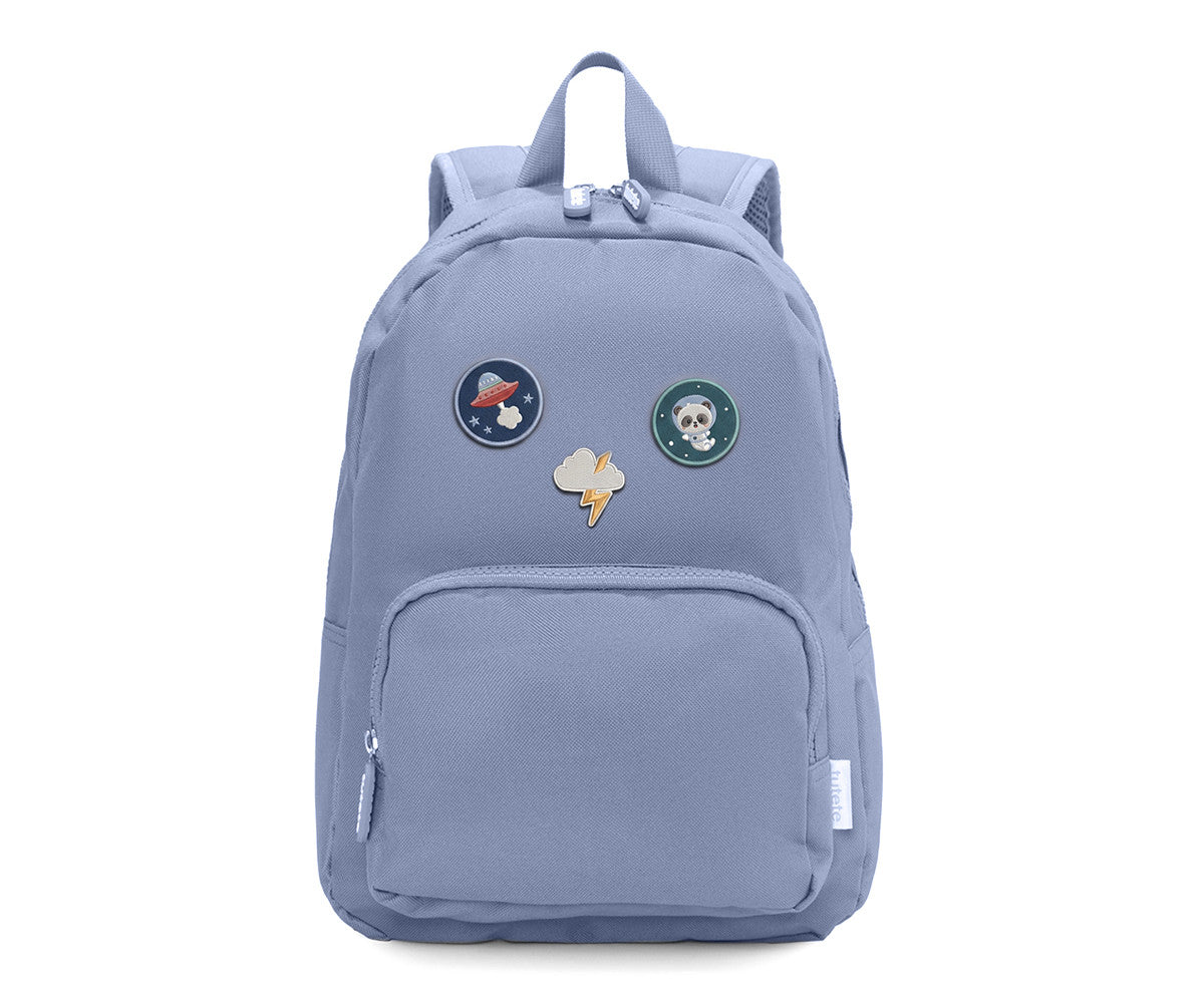 Mochila Solid Color Marine + 6 Adesivos Autoacolantes Space