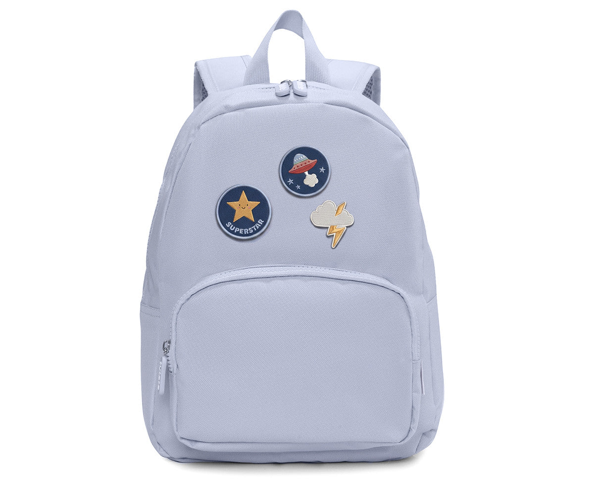 Mochila Solid Color Sky + 6 Adesivos Autocolantes Space