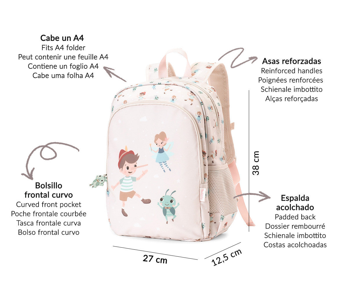 Mochila Escolar Média com Porta-Chaves - Wooden Boy
