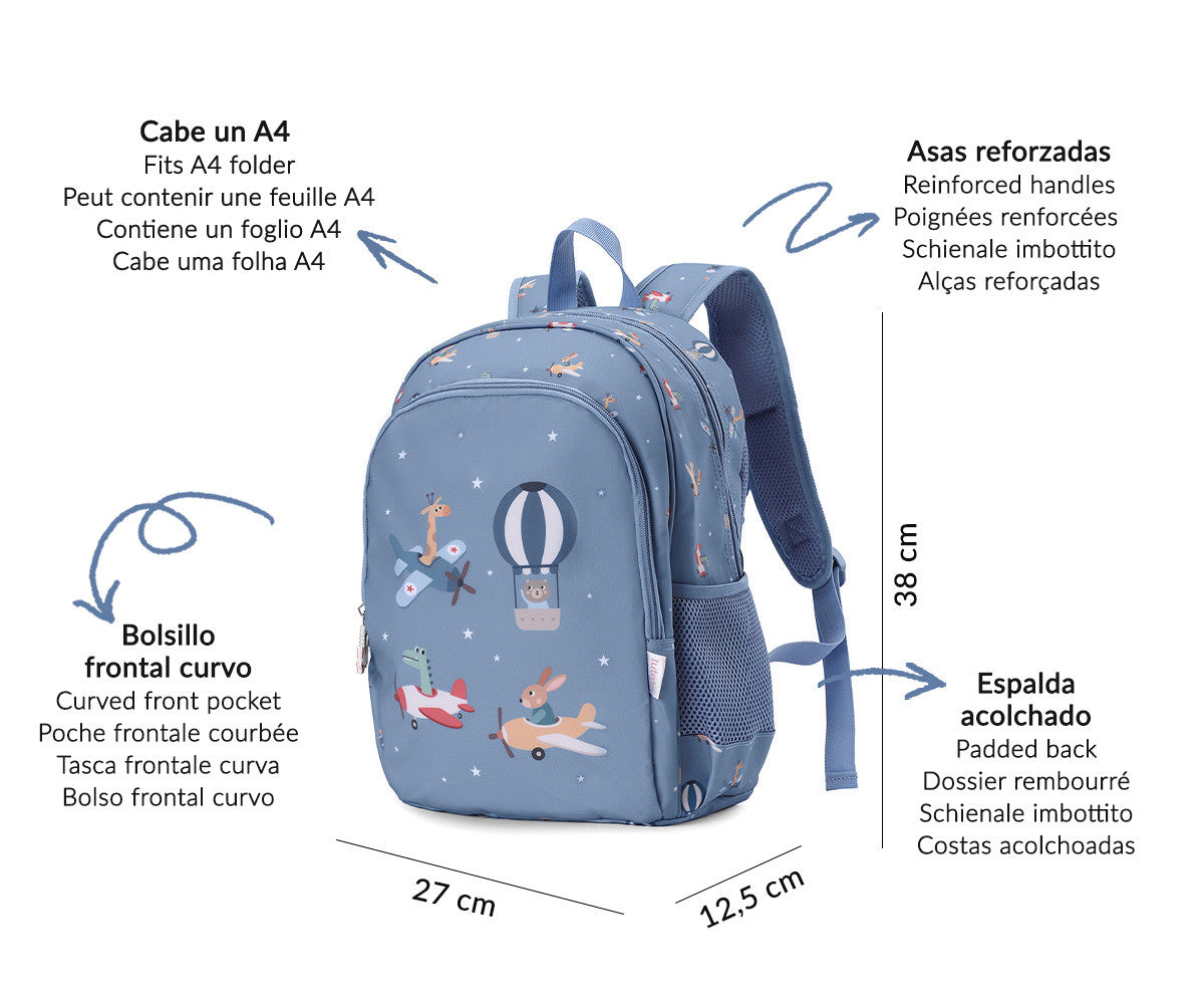 Mochila Escolar Média com Porta-Chaves - Planes
