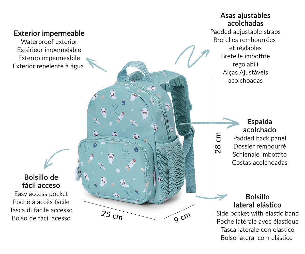 Mochila Infantil Personalizável - Pandas in Space