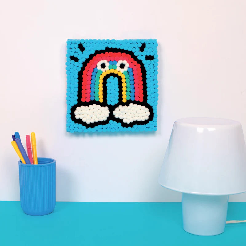 Kit Criativo - Quadro com Pompons Arco-Íris