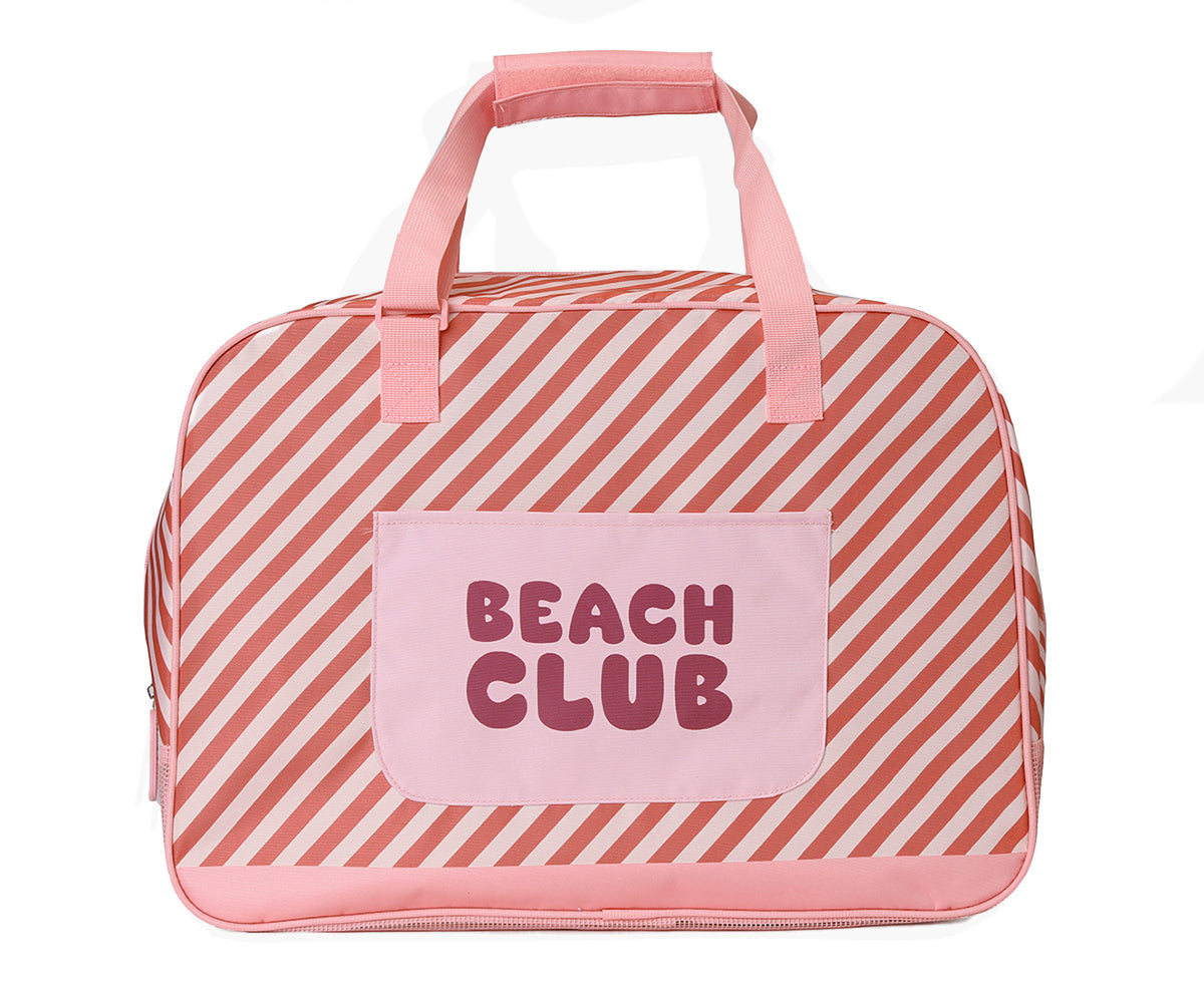 Pasta de Praia com Malha - Pink Stripes