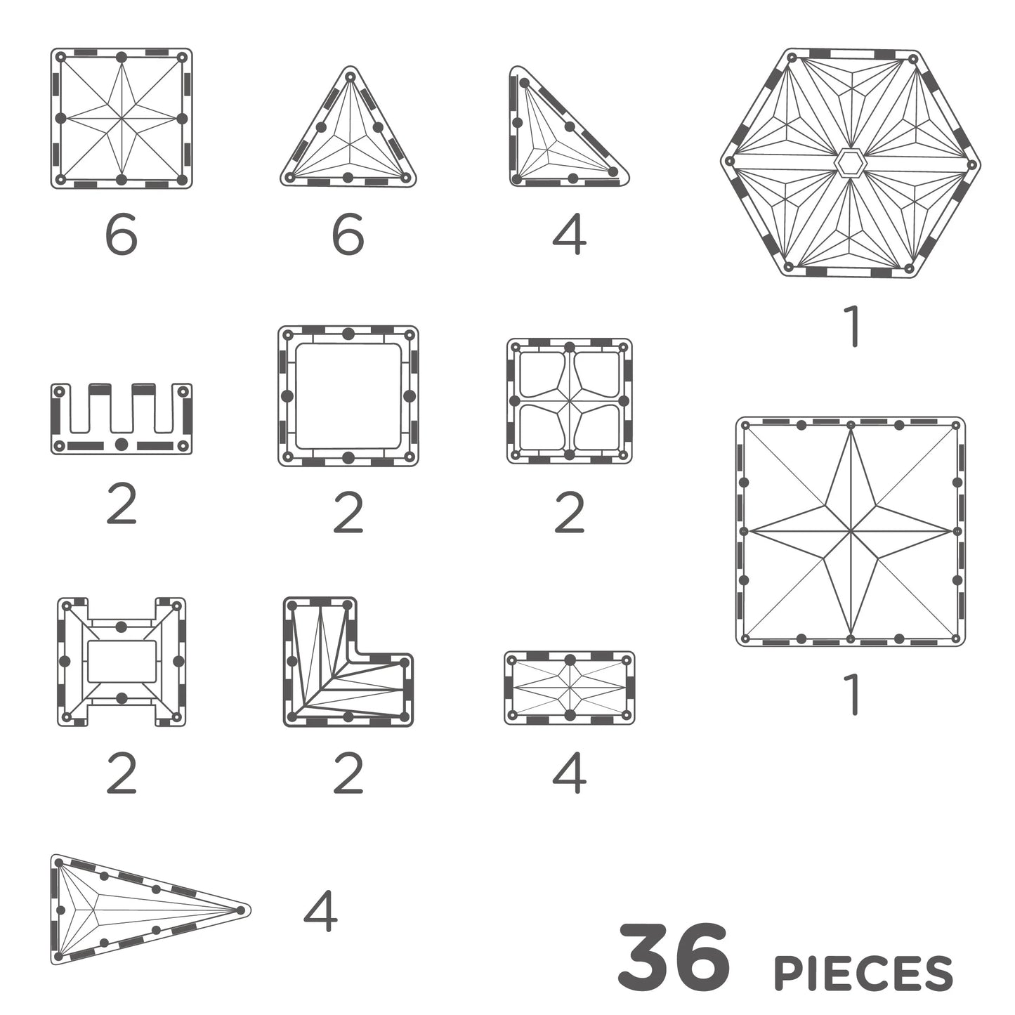 Set Pequeno de Magnéticos em Pastel 36 Peças