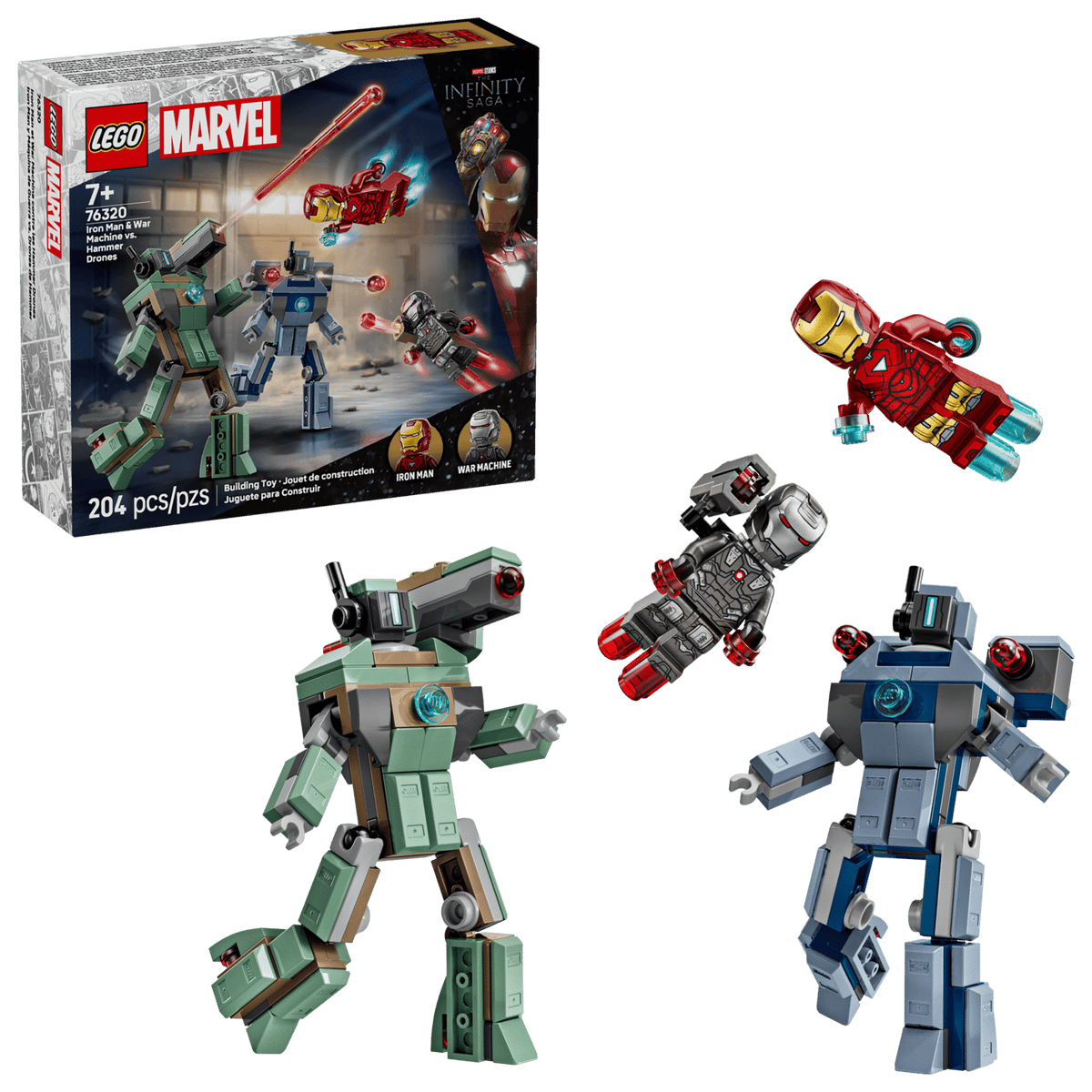 Iron Man e Máquina de Guerra contra Drones Hammer