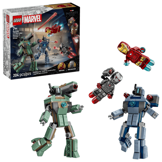 Iron Man e Máquina de Guerra contra Drones Hammer