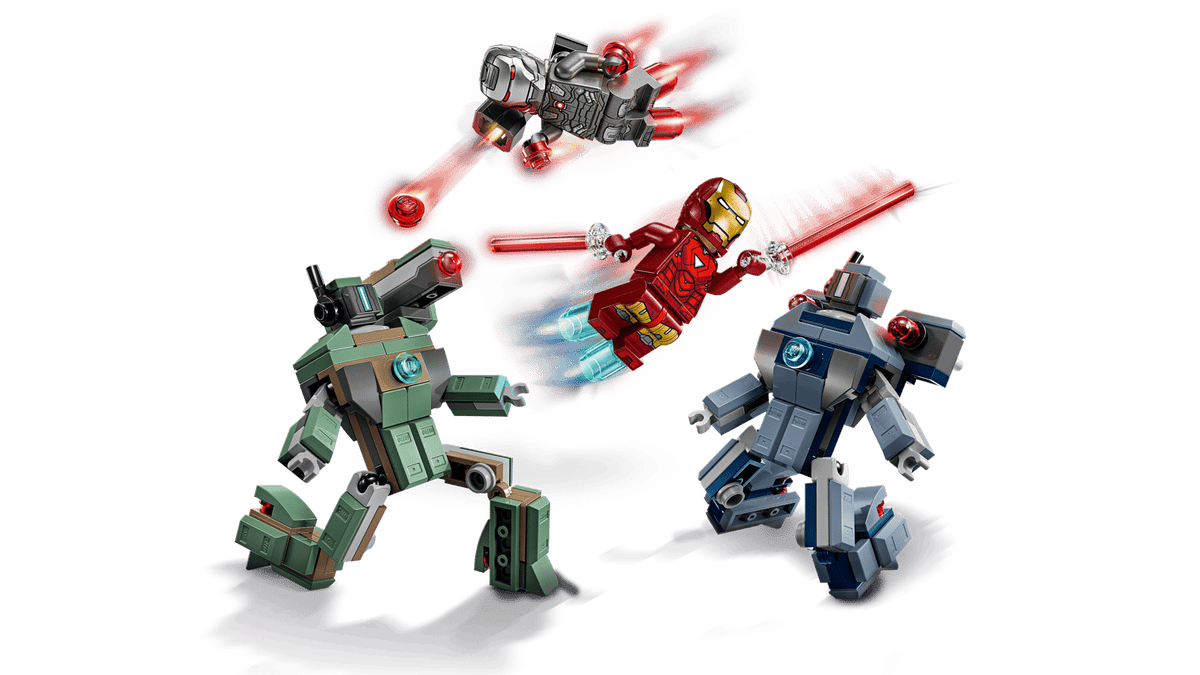 Iron Man e Máquina de Guerra contra Drones Hammer