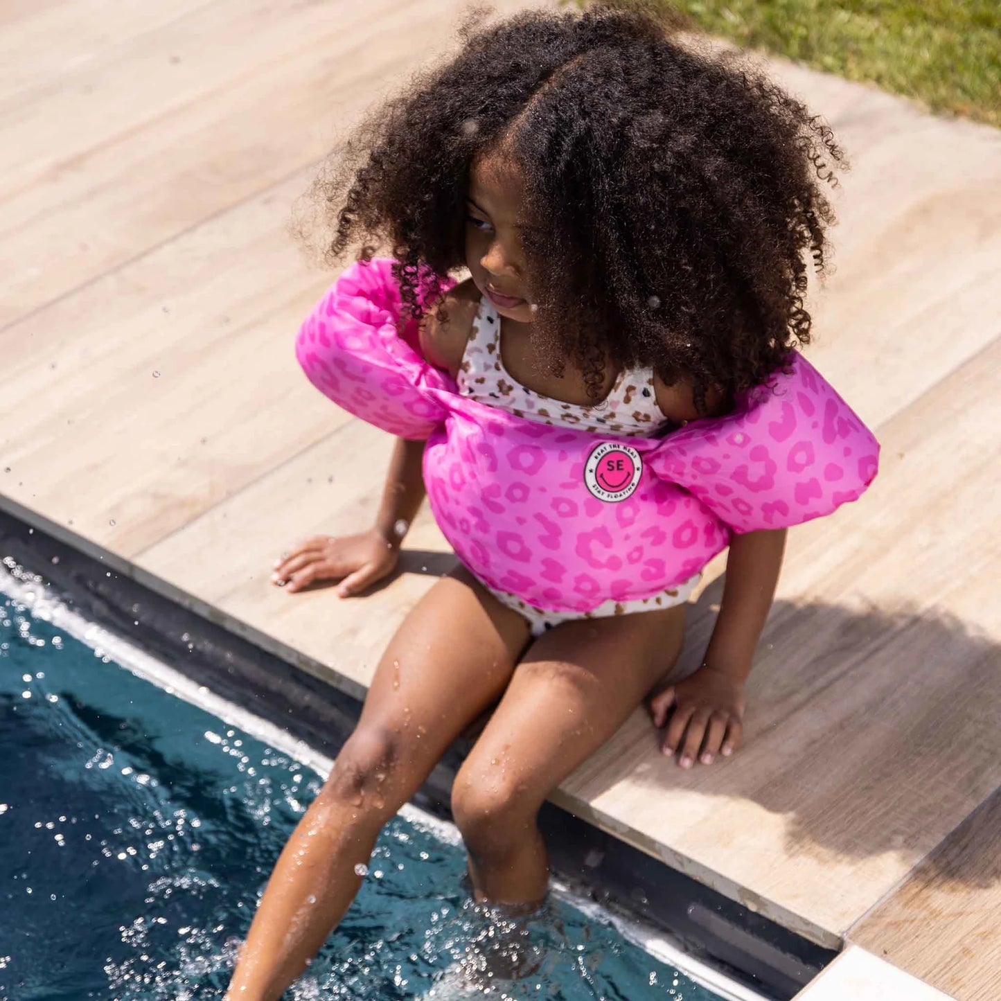 Colete Flutuador com Bóias nos Braços - Leopard Pink