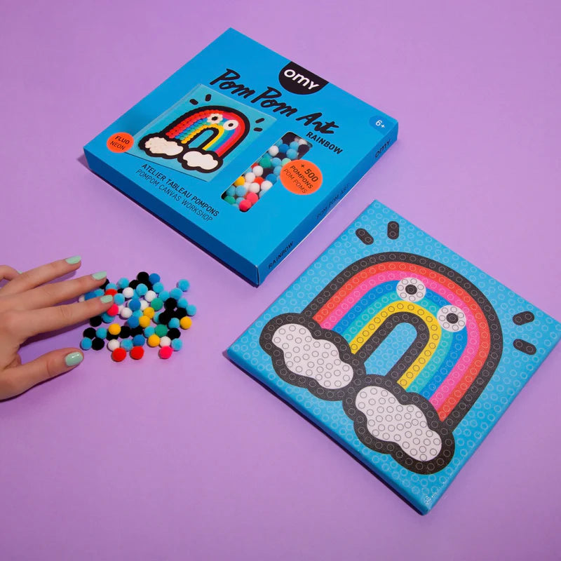 Kit Criativo - Quadro com Pompons Arco-Íris