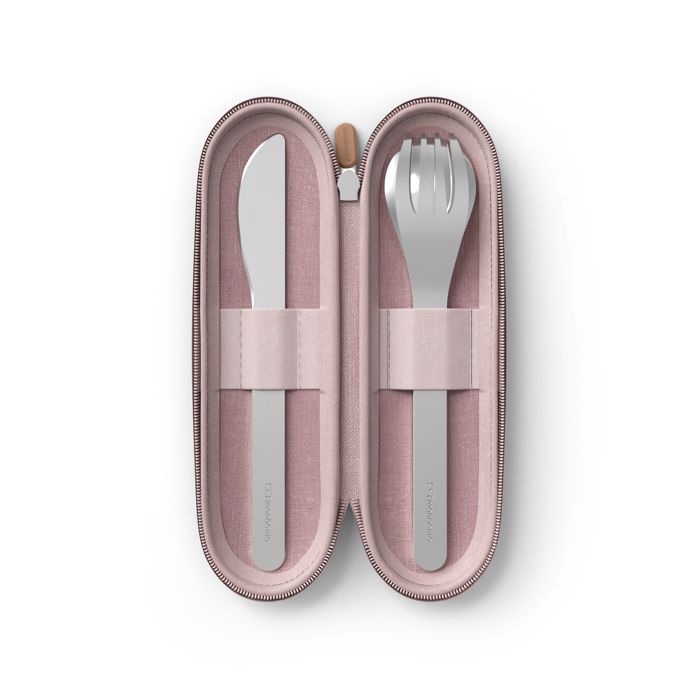 Talheres em Inox com Bolsa de Transporte - Rosa